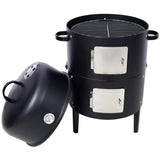 ZNTS 17 Inch Steel Charcoal Smoker, Heavy Duty Round BBQ Grill for Outdoor Cooking, Black W465P216801