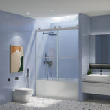 ZNTS 56-60in. W x 65'' H Frameless Double Sliding Tub Door, Bypass Tub Door Clear Glass Soft Closing, W1920P144581