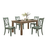 ZNTS Casual Teal Finish Side Chairs Set of 2 Pine Veneer Transitional Double-X Back Design Dining Room B01143554