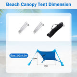 ZNTS 6.5x6.5FT Foldable Beach Canopy Tent Collapsible Shade Sail Sun Protection Windproof Shelter 4 29696457