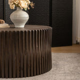 Vintage Fashion Style Cylindrical Nesting Coffee Table Set with Vertical Textured Embossed Design W757P195739
