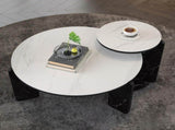 Set of 2 Round Nesting Coffee Table for Small Place, living room end table with white sintered stone W2899P405896