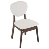 ZNTS Rubber wood soft bag deep walnut dining table and chair set 1 table 4 chairs beige cushion 57935654