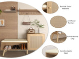 2-in-1 Shoe Storage Bench, PP Rattan Shoe Cabinet with 2 Adjustable Shelves and Removable Seat W808P212813