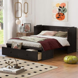 Queen Size Murphy Bed with USB Port and a Large Drawer, Espresso N708P205905P
