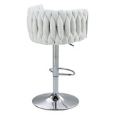 360&deg Fabric cover Swivel Bar Stools Set of 2, Adjustable Counter Height Bar Chairs with Woven Back & W2215P184992