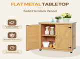 Potting Bench with Storage Cabinet and Metal Table Top for Outdoor Patio,Outdoor Work Station Table 30872613