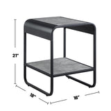 Metal Frame End Table with Bottom Shelf, Concrete Gray and Black B016P323423
