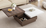 ZNTS U-Can Rotatable Top Coffee Table, Modern Square Coffee Table with Wood Grain N724P195145K