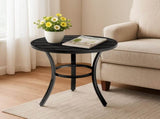 Outdoor Round Side Table, Small Metal Table Patio End Table Coffee Bistro Table for Indoor Outdoor, 55146509
