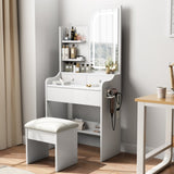 Fashion Vanity Desk with and Lights for Makeup with hair dryer holder and Chair, Vanity W509P173273