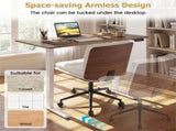 White Armless Office Chair , Curved Backrest & Wide Seat, 360&deg Swivel & Rocking Function 49770662
