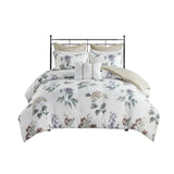 7 Piece Printed Seersucker Comforter Set with Throw Blanket Taupe/Blush Full/Queen B035P266669