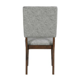 Walnut Finish Wood Side Chairs Set of 2, Gray Textured Fabric Upholstered Seat and Back Modern B011P196956