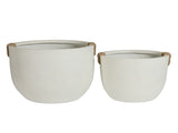 Round Concrete Planter Set of 2, Large Outdoor Indoor Handmade Rustic Decorative Planter Pots with W347P465313