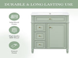24" Green Bathroom Vanity with Sink, MDF & Rubberwood Construction, 2 Drawers & Cabinet with N725P527499G