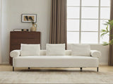 78" Modern 3-Seater Beige Upholstered Sofa, Oversized Comfy Couch with 3 Plush Pillows for Living N767P308857B
