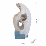 16.9x10.2x31.9" White Abstract Water Fountain with Blue Base with Light, for Indoor and Outdoor W2078138947