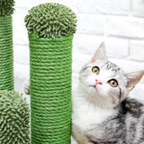 ZNTS Cat Scratching Post Cactus Cat Scratcher Featuring with 3 Scratching Poles and Interactive Dangling 58153982