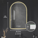32"x60"Arched LED Mirror for Bathroom,Time and temperature display, Backlight, Anti-Fog, Dimmable, W2709P329053