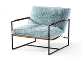 28 Inch Extra Wide Sling Accent Chair, Fully Disassembled, Rubber Wood Armrest, Metal Iron Frame, 44300841