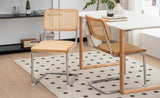 Dining Chairs Set of 2, Velvet Rattan Side Accent Chairs with Chrome Legs, Modern Mid Century Breuer W2105P177179