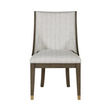 Modern Armchairs Set of 2 Brown Finish with Gold Tipping Upholstered Back Seat Wooden Dining B011P246317