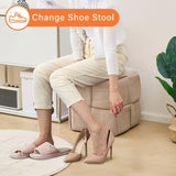 Square Ottoman Foot Stool Corduroy Vanity Chair Bench with Padded Woven Footrest for Entryway Living 86021498