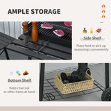 30" Portable Barrel Charcoal BBQ Grill, Steel Outdoor Barbecue Smoker with Storage Shelf, Wheels for 35203381