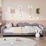 Full size Upholstered Daybed, Sherpa Fabric Sofabed with Cloud-Shaped Backrest, No Box-spring N733P234605E