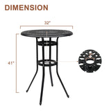 ZNTS 32*32*41" Outdoor Patio Cast Aluminum Round Bar Table 49406903