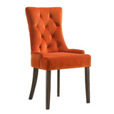 Orange and Weathered Oak Tufted Back Side Chairs B062P182744