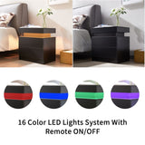 Nightstand LED Bedside Table Cabinet Lights Modern End Side with 2 Drawers for Bedroom W2178138725