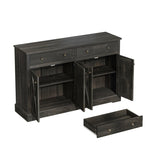 Vintage Black Brown Sideboard with Two Drawers and Four Doors for Living, Bedroom, and Kitchen, W757P234598