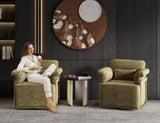 360 Degree Square Swivel Accent Sofa Chair,Fluffy Fabric Lounge Wide Upholstered Reading Chair with W2012P319076