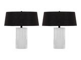 Petra 26" Contemporary Polyresin Table Lamp in Cream Polyresin and Black Metal with Black Linen B202P224185