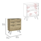 Augusta Dresser, Hairpin Legs, Three Drawers, Superior Top -Light Oak B20091823