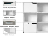 White 9-Cube Organizer Bookcase, Enclosed Cabinets & Open Cubbies, 3-Tier Storage Design 90932301