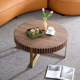 Modern Handcraft Drum Coffee Table 31.5 inch Round Coffee Table for Living Room,Small Coffee Table W2582P167673