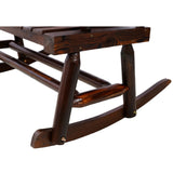Outdoor Wood Rocking Bench Carbonized Double Rocking Chair for 2 Persons with Wide Curved Seat, 14975377