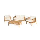 4-Pieces Acacia Wood Patio Furniture, Outdoor Furniture with Coffee Table, Patio Conversation 72408.00LBGE