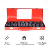 35PC 1/2-Inch Impact Socket Set 6 Point Metric Size 8-32mm,Drive Deep Spindle Axle Nut Impact Socket 34403572