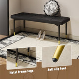 47*16 Inch Multifunctional Black Shoe Bench - Faux PU Cushion, Sturdy Metal Legs With Gold W1512P355040
