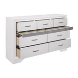 Modern Glam Dresser of 7 Drawers White and Silver Glitter Hidden Jewelry Drawers Ball Bearing Glides B011P149827