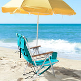 Folding Beach Chair, 4 Position Portable Backpack Foldable Camping Chair with Headrest Cup Holder 12278204