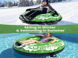 600D Waterproof Oxford Cloth Snow Sled, Reinforced Handles Removable Tow Strap for Adults Kids-Green 02887197