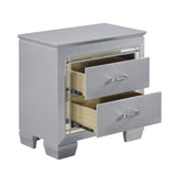 Glamourous Silver Finish 1pc Nightstand 2x Dovetail Drawers Faux Alligator Embossed Fronts Bedroom B01151368
