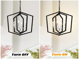 4-Light Farmhouse Kitchen Chandeliers, Matte Black and Sliver Vintage Rustic Cage Light Fixture W1592P209924