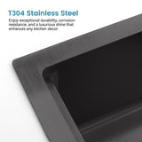 Stainless Steel Kitchen Sink, 30x19 Single Bowl, Undermount Handmade Sink in Black, with Cutting T3177P296195