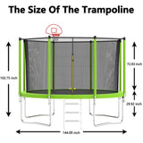 ZNTS 12FT Trampoline Green for Kids & Adults with Basketball Hoop and Ball ,Recreational Trampolines with K1163139545